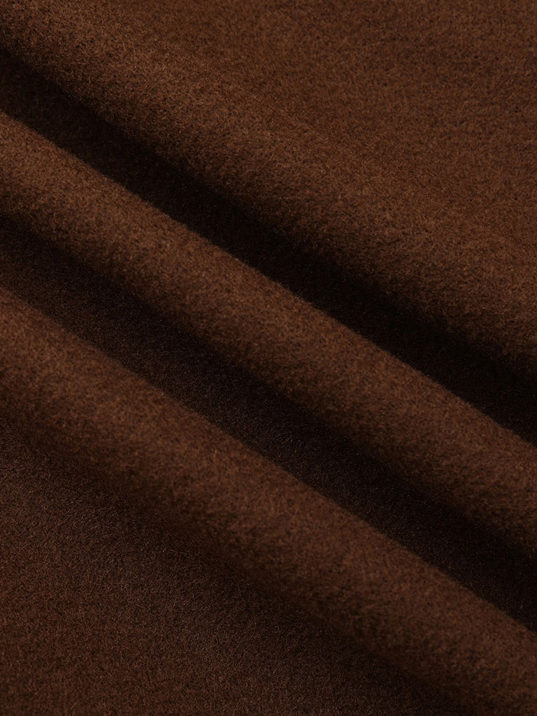 Braun 1930er Kerbkragen Kunstwolle Langer Mantel