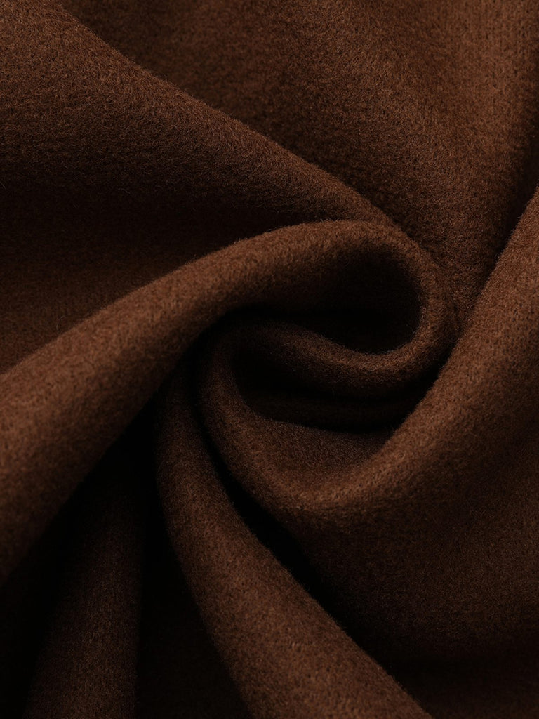 Braun 1930er Kerbkragen Kunstwolle Langer Mantel