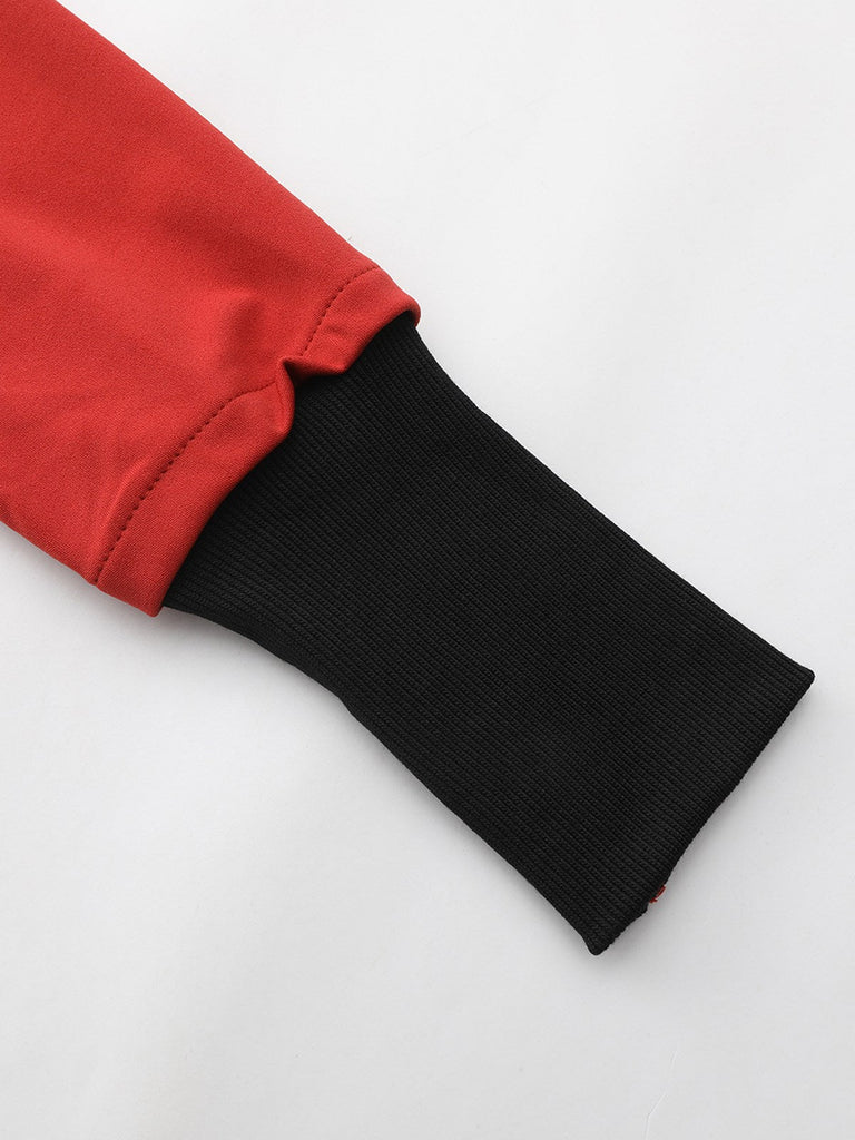 Rot 1940er Diagonal Knopf Stehkragen Mantel