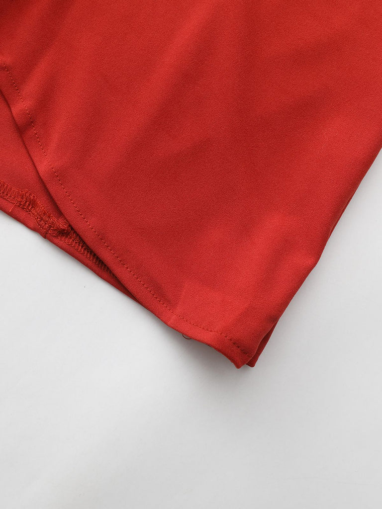 Rot 1940er Diagonal Knopf Stehkragen Mantel