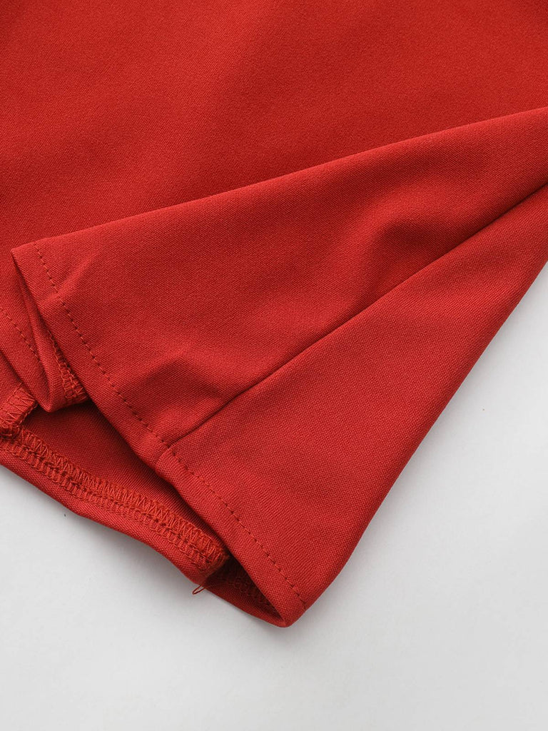 Rot 1940er Diagonal Knopf Stehkragen Mantel