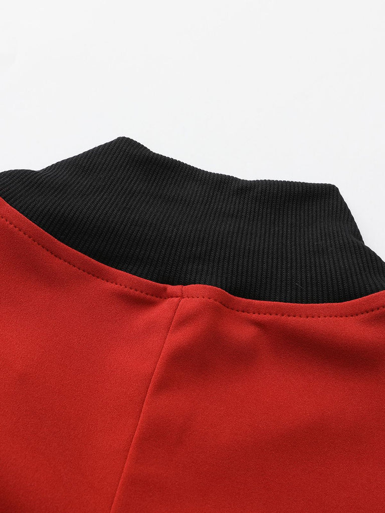 Rot 1940er Diagonal Knopf Stehkragen Mantel