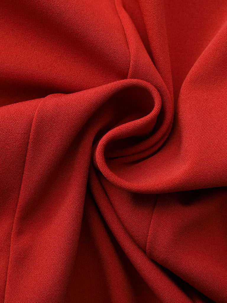 Rot 1940er Diagonal Knopf Stehkragen Mantel