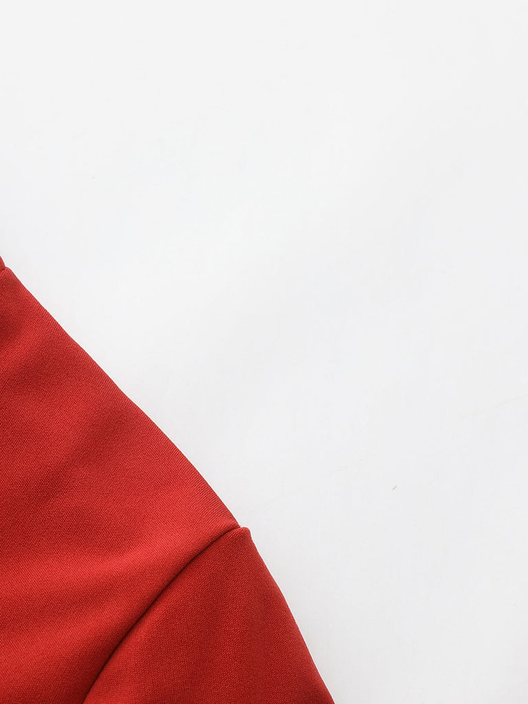 Rot 1940er Diagonal Knopf Stehkragen Mantel