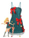 Grün 1960er Bogen & Weihnachten Glocke Pailletten Kleid