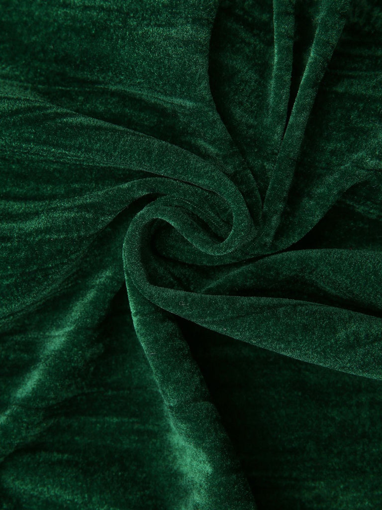 2PCS Grün 1980er Solide Plissiertes Flanell Blazer & Weites Bein Hose