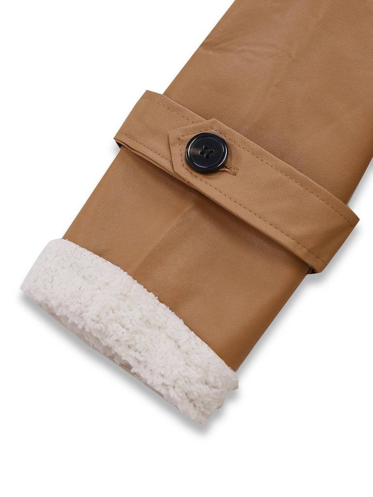 1940er Kontrastierend Kunst Sherpa Fleece Revers Lang Mantel