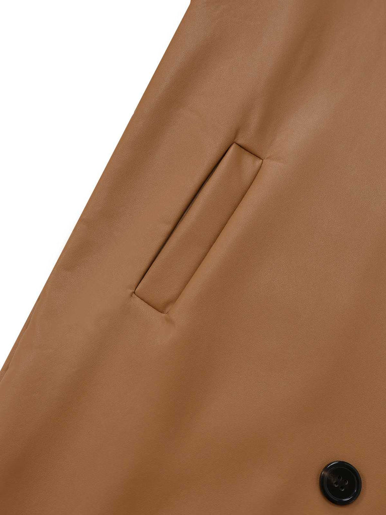 1940er Kontrastierend Kunst Sherpa Fleece Revers Lang Mantel