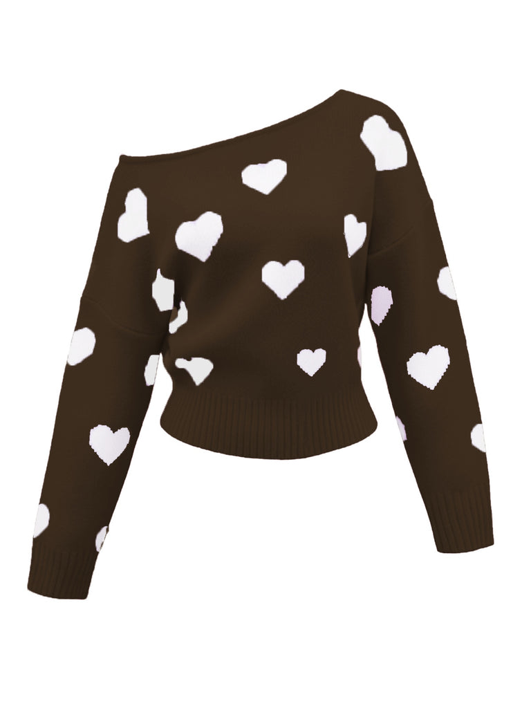 1970er Schneeflocke Asymmetrische Schulter Pullover