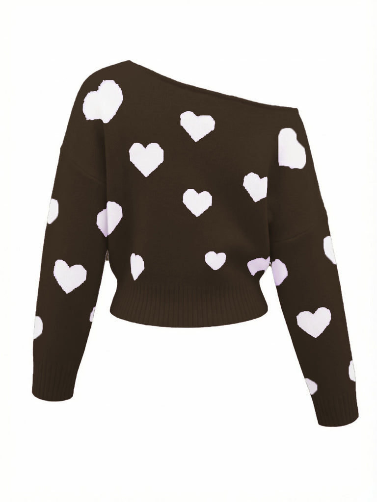 1970er Schneeflocke Asymmetrische Schulter Pullover