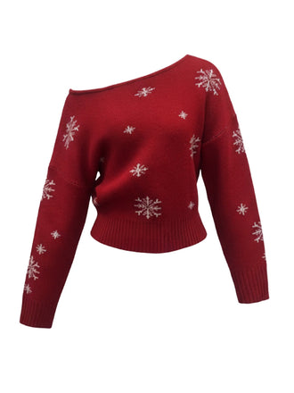 1970er Schneeflocke Asymmetrische Schulter Pullover