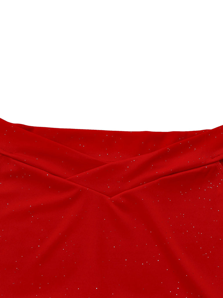 1930er Schulterfrei Schimmernd Meerjungfrauen Kleid