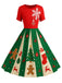 [Vorverkauf] Rot & Grün 1950er Weihnachten Schneeflocke Swing Kleid