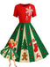[Vorverkauf] Rosa 1950er Weihnachten Schneeflocke Swing Kleid