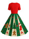 [Vorverkauf] Rot & Grün 1950er Weihnachten Schneeflocke Swing Kleid