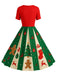 Rot & Grün 1950er Weihnachten Schneeflocke Swing Kleid