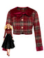 [Vorverkauf] Rot 1940er Flanell-Karo Samt Patchwork Jacke