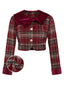 [Vorverkauf] Rot 1940er Flanell-Karo Samt Patchwork Jacke