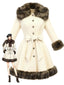 [Vorverkauf] Cremeweiß 1950er Pelzkragen Patchwork Mantel