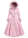 Rosa 1950er Faux-Wolle Hooded Taste Mantel