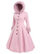 Rosa 1950er Faux-Wolle Hooded Taste Mantel