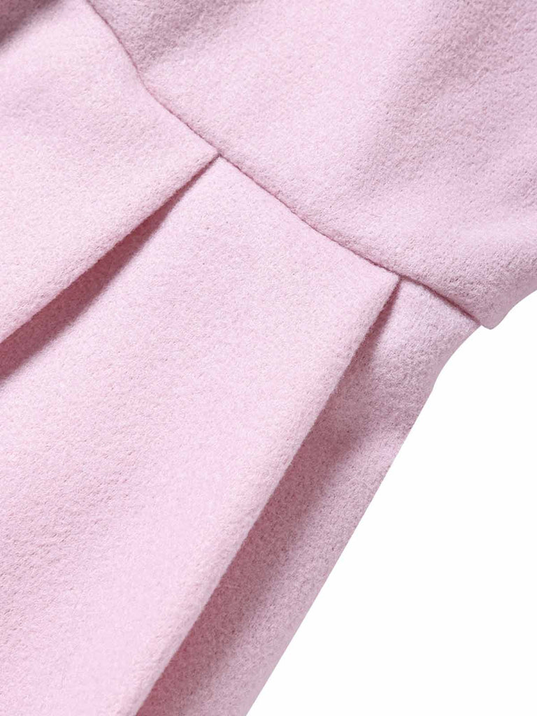 Rosa 1950er Faux-Wolle Hooded Taste Mantel