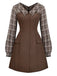 [Vorverkauf] Braun 1960er Plaid Patchwork A-Linie Kleid