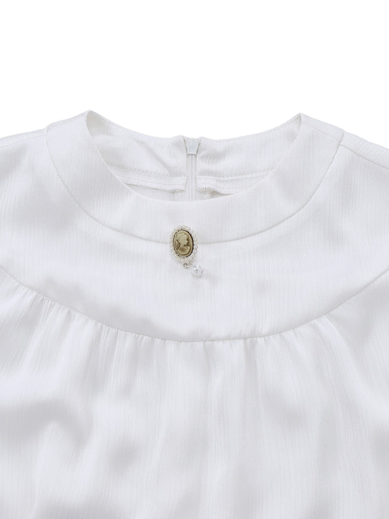 [Vorverkauf] Braun 1930er Gerüschtes Brosche Royal Stil Jumpsuit