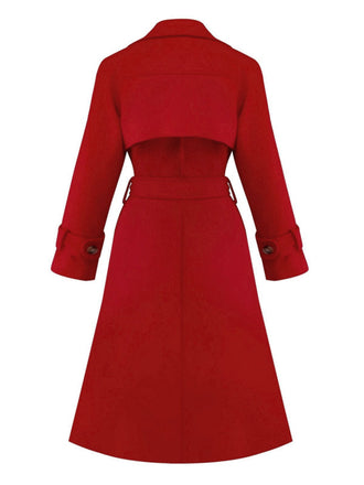 1950er Solide Zweireihiger Revers Trench Mantel