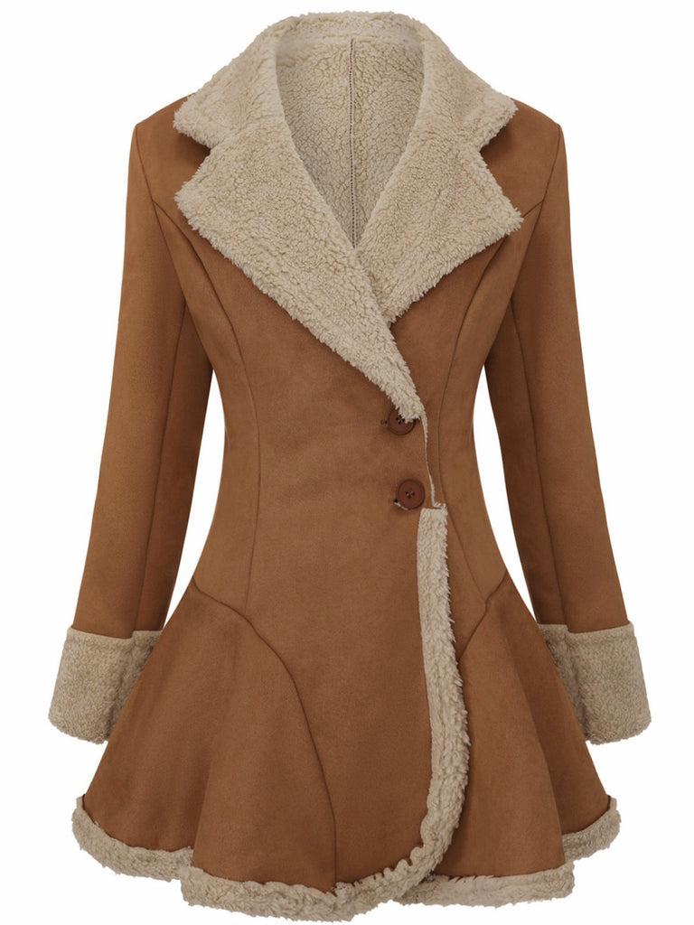 Vintage 1970er Revers Ausgestellter Saum Suede Jacke