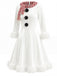 Rot & Weiß 1950er Weihnachten Schneemann Samt Kleid