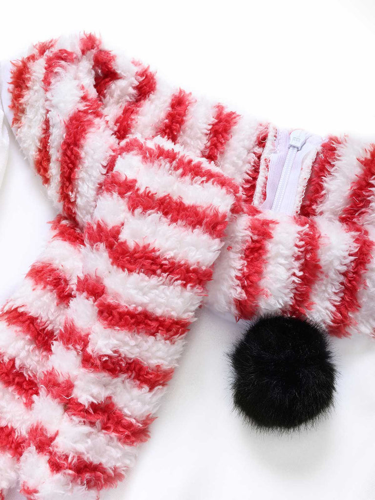 Rot & Weiß 1950er Weihnachten Schneemann Samt Kleid
