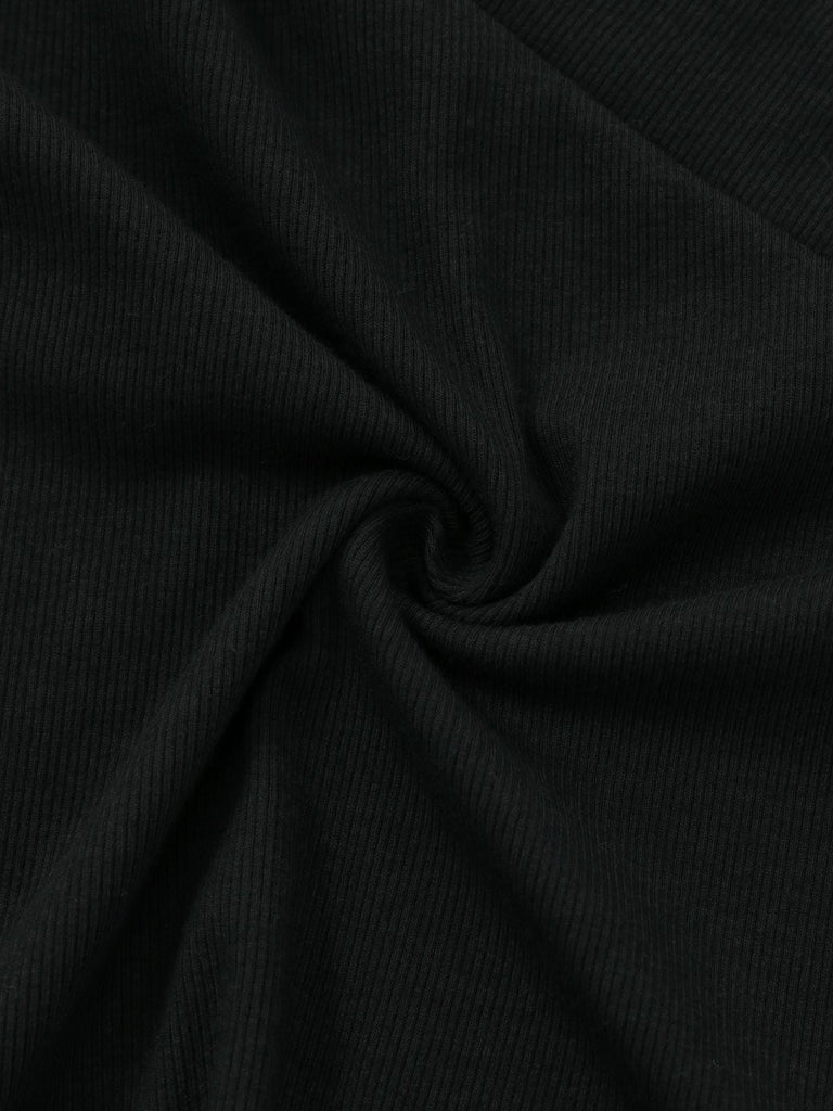 [Vorverkauf] Schwarz 1950S V-Ausschnitt Laternenärmel Stricken Top