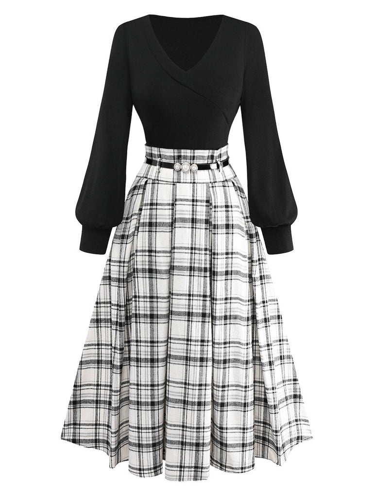 [Vorverkauf] 2PCS 1950er Stricken Top & Baumwolle Plissiertes Rock