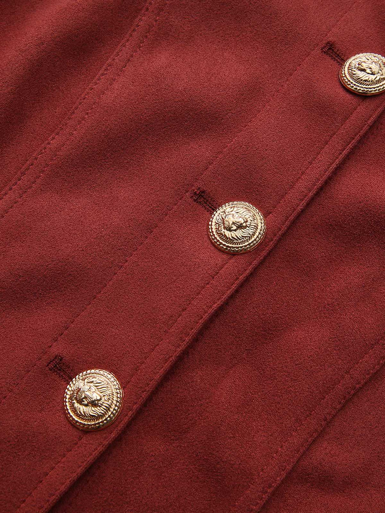 Braun 1980er Steh Kragen Wildleder Kurze Jacke