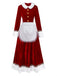 Rot 1930er Mrs. Claus Kostüm Samt Kleid Set