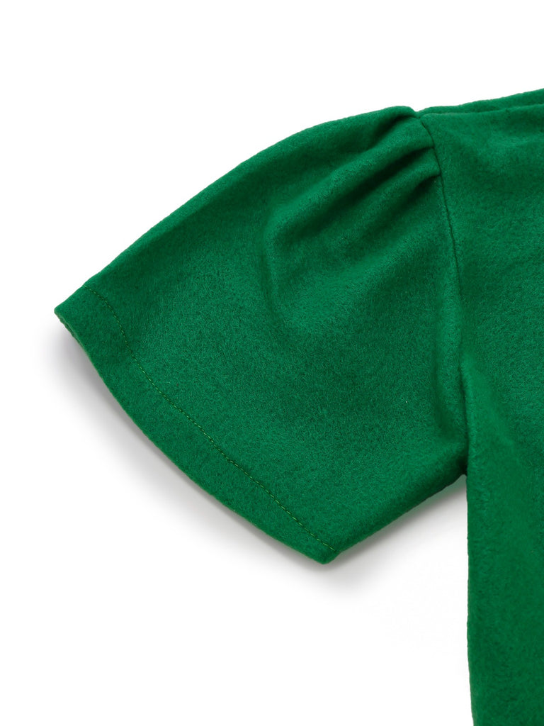 Grün 1960er Weihnachten Elf Cosplay Kostüm Kleid Set