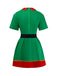 Grün 1960er Weihnachten Elf Cosplay Kostüm Kleid Set