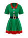 Grün 1960er Weihnachten Elf Cosplay Kostüm Kleid Set