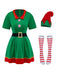 Grün 1960er Weihnachten Elf Cosplay Kostüm Kleid Set