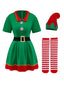 Grün 1960er Weihnachten Elf Cosplay Kostüm Kleid Set