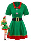 Grün 1960er Weihnachten Elf Cosplay Kostüm Kleid Set