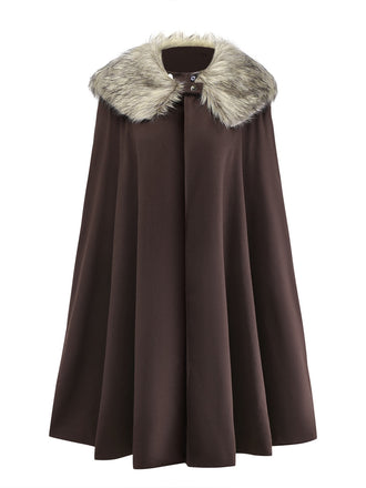 1960er Revers Kunstpelzkragen Cape Mantel