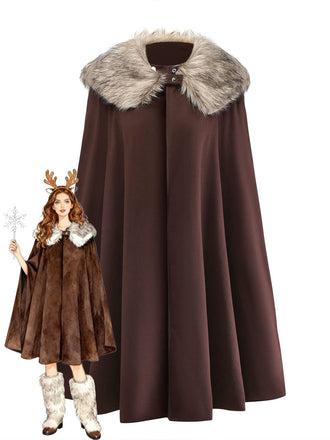 1960er Revers Kunstpelzkragen Cape Mantel