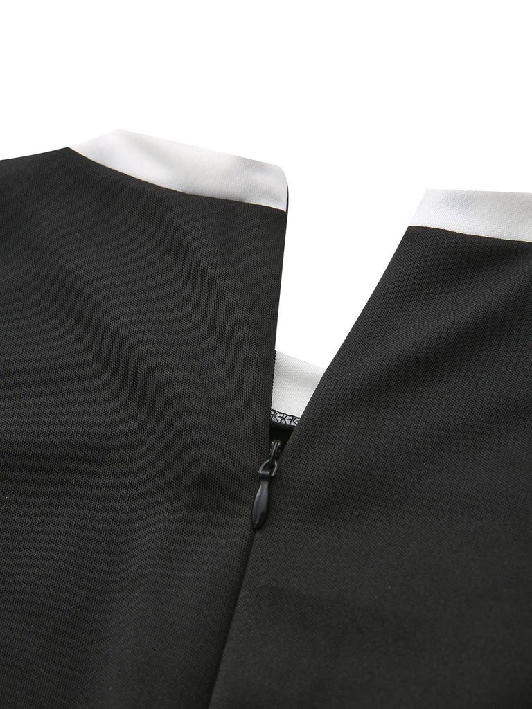 Schwarz 1950er 3D-Blumen Ärmellos Schnür Jumpsuit