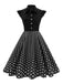 1950er Polka Punkte Bogen Swing Kleid