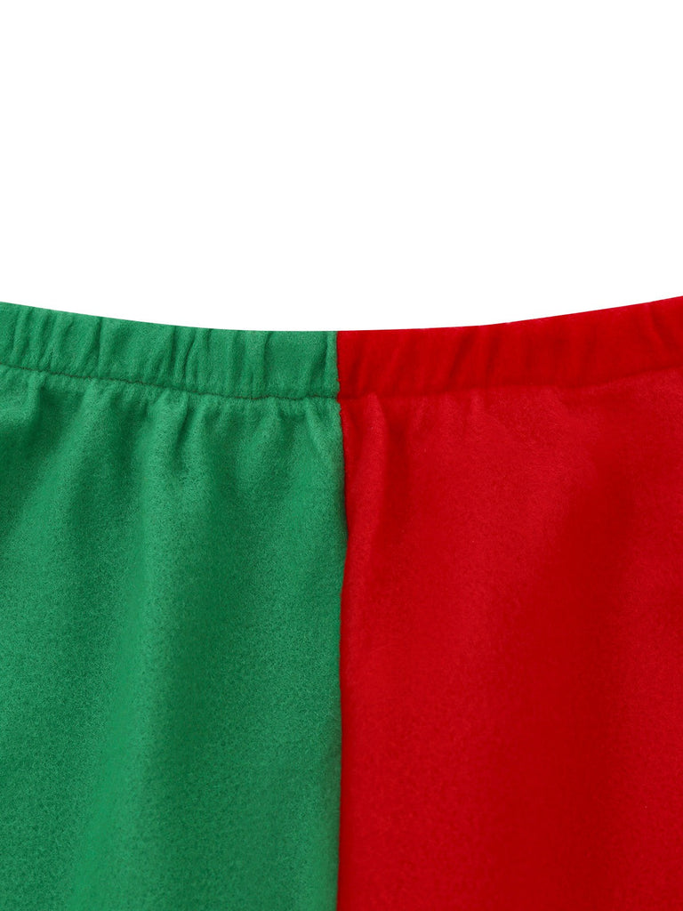 Rot 1950er Weihnachten Elf Kostüm Set