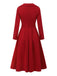 1950er Solide Revers Hoch Taille Swing Kleid