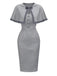 [Vorverkauf] Grau 1960er Solide Bogen Caped Midi Bodycon Kleid