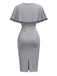 [Vorverkauf] Grau 1960er Solide Bogen Caped Midi Bodycon Kleid